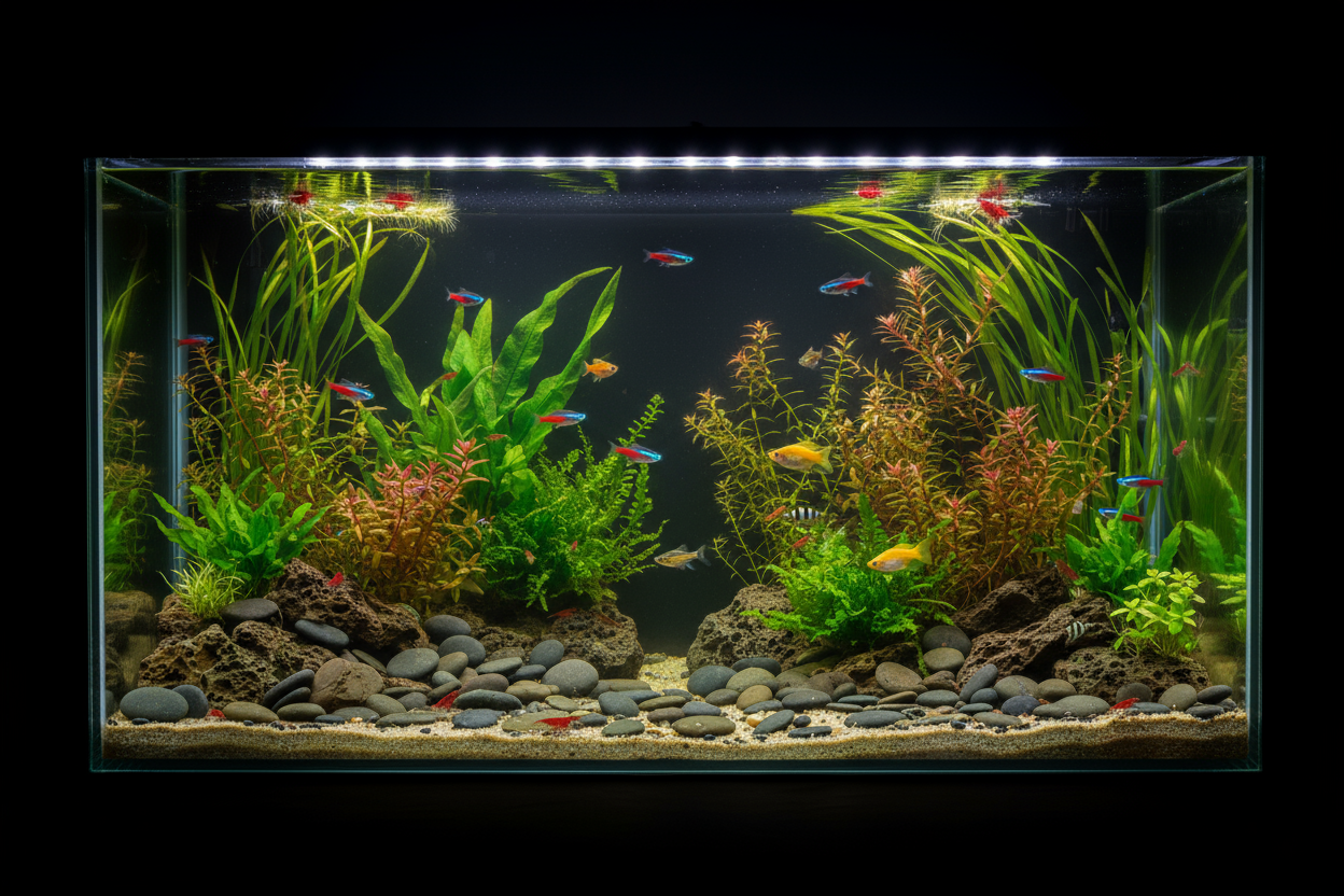 Same aquarium tank with blackcolor background